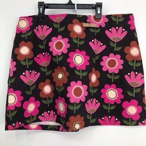 ModCloth Princess Highway Brown Pink Retro Floral Print 100% Cotton Mini Skirt